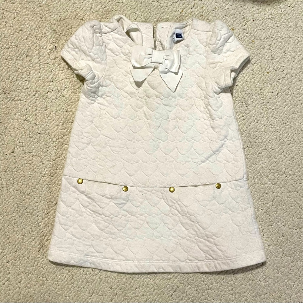 Janie and Jack white heart sweater dress bow 12-18 months